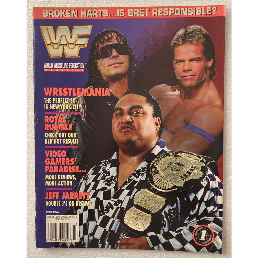 Vintage WWF Magazine April 1994 Yokozuna Bret Hart Lex Luger WrestleMania X Prer